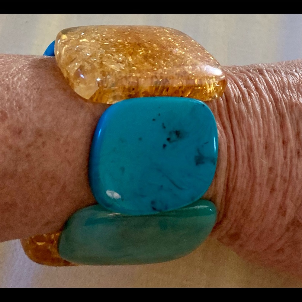 Amber and turquoise acrylic bracelet